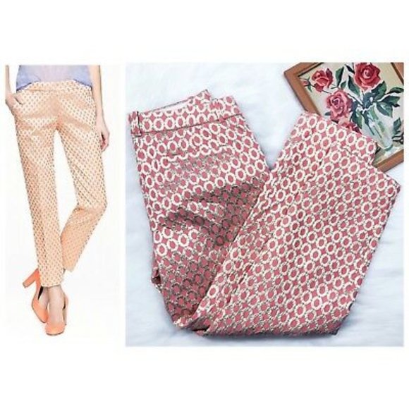 J.Crew Cafรฉ Capri - Coral Gilded Dot Brocade Sz 10 - Picture 2 of 9